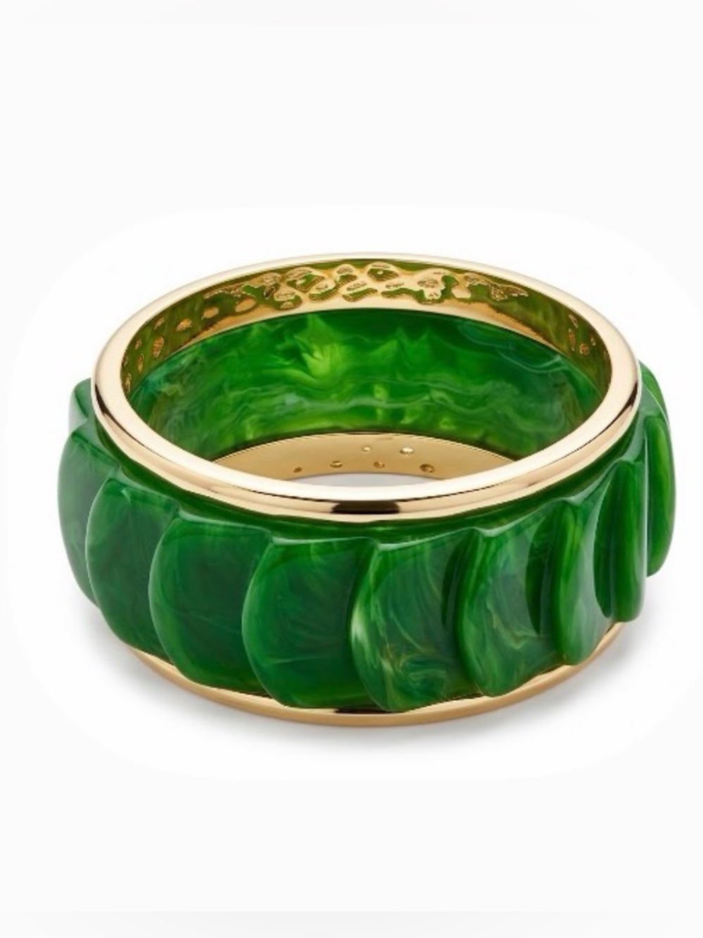 NWT ⚜️💚⚜️ Piper K Emerald Green Chunky Marbled Resin Bangle Bracelet